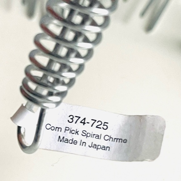CRATE & BARREL Chrome Spiral Corn Pick (374-725) Made in Japan (set of 6) NEW - Picture 4 of 5